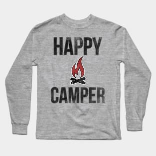 Distressed Happy Camper Camping Campfire Long Sleeve T-Shirt